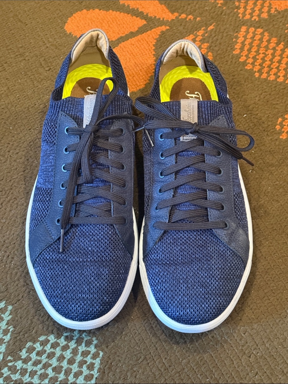 EUC Florsheim Men's Navy Blue Knit Lace-Up Sneakers